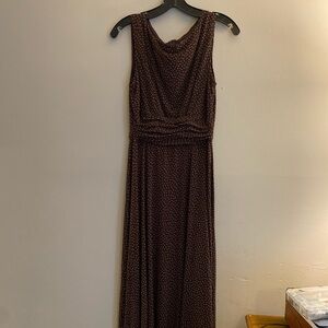 Jessica Howard Ruched Brown Cowl Neck Maxi Dress